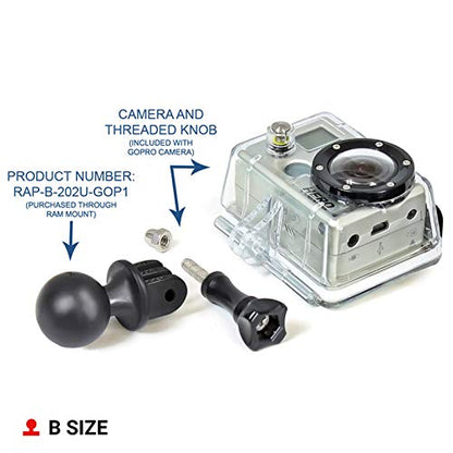 RAM Mounts Action Camera Ball Adapter – Compatible with GoPro-Style Mounts, B Size 1" Ball (RAP-B-202U-GOP1)