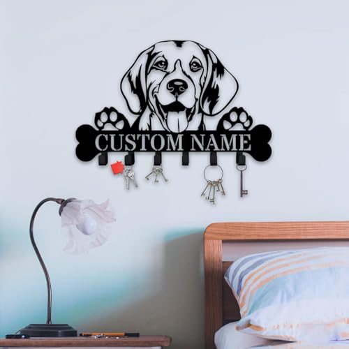 Custom Beagle Key Holder Wall Rack, Beagle Metal Hooks for Keys and Coats, Dog Wall Hanger for Entryway or Home (Beagle Dog Key Holder) - color: Beagle Dog Key Holder
