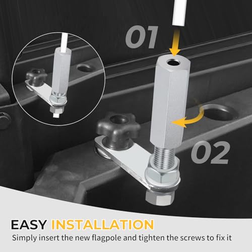 M MATI 2Pcs Quick Release Flag Pole Holder Silver Hold 1/4'' Flag Poles for ATV UTV Motorcycle Dirt Bike All Year - color: Silver