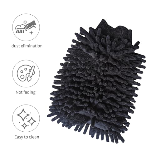 1 Pack 2 Black Car Wash Mitt Microfiber, Deluxe Scratch Free Microfiber Wash Mitt,9 Inches X 5.5 Inches Car Washing Care Cleaning Kit. - color: Black