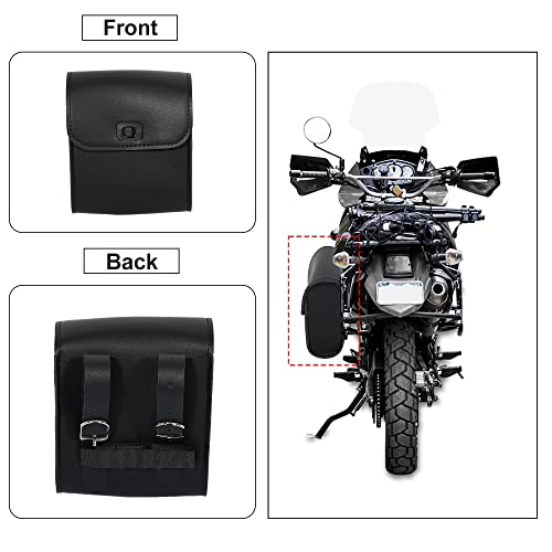 X AUTOHAUX Motorcycle Tool Bag Handlebar Bags Cycling Luggage Bag Waterproof Quick Release Buckle Faux Leather Square Black 6.30''x3.54''x7.28''