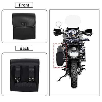 X AUTOHAUX Motorcycle Tool Bag Handlebar Bags Cycling Luggage Bag Waterproof Quick Release Buckle Faux Leather Square Black 6.30''x3.54''x7.28''
