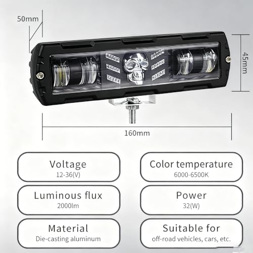 6-Inch Off-Road Vehicle Modified Led External Warning Light Motorcycle Universal High-Brightness Flashing Spotlight Work Light For Trucks Atv Utv Boats(Style A) - style: Style A