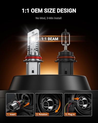 SEALIGHT 9007 Bulbs with 6500K White Light,40000LM Super Bright, 1:1Mini Design Fog Light Bulbs,3 Mins Plug-N-Play, Pack of 2 9007 Bulbs - size: 9007/HB5