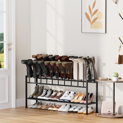 DIMJ Boot Rack 3-Tier - Black Metal Boot Storage Rack for Tall Boots Organizer Tall Boots, Shoe Rack for Boots, Sneakers, High-Heel, Entryway, Fit for 10 Pairs, Black - size: 3-Tier 10 Pair