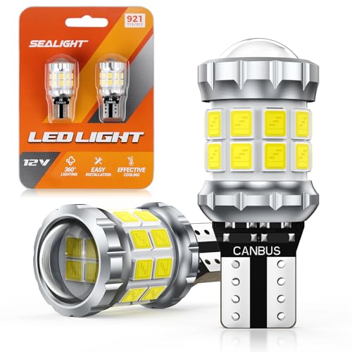 SEALIGHT 2026 Latest 921 LED Bulb, 700% Super Bright 912 T15 Led Reverse Light, Canbus Error Free 906 904 916 W16W LED Bulbs, 6500K White, Non-polarity, Automotive Back Up Light Assemblies, 2PCS - color: White, size: 912/921-Pack of 2