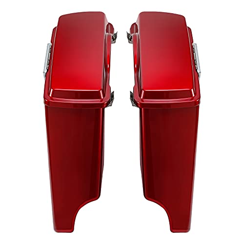 XMT-MOTO Stretched Hard Saddlebags Saddle bags Fit for Harley 1994-2013 Touring models road glide road king ultra street glide electra glide and 1984-2017 Softail models Red - color: Red, size: Stretched