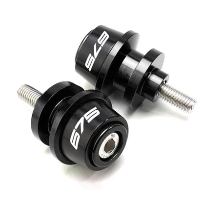 MOWOK Fit For 675SS 675SR 675NK 675 SR-R 675 SR/NK/SS/SR-R 10MM Motorcycle Accessories Rear Stand Screws M10 Swing Arm Swingarm Spools slider (Black) - color: Black