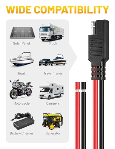 Oyviny 14AWG SAE Connector 1 Feet SAE Extension Cable, 5PCS Heavy Duty 14 Gauge 2 Pin Quick Connect Plug for Battery Tender Solar Panel Motorcycle Car RV - size: 5PCS