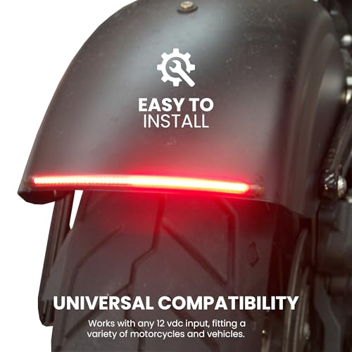 Radiantz Motorcycle Light Strip - Red LED Tail Light with Sequential Turn Signals - 8.2 Inches, 12V, 1 Piece