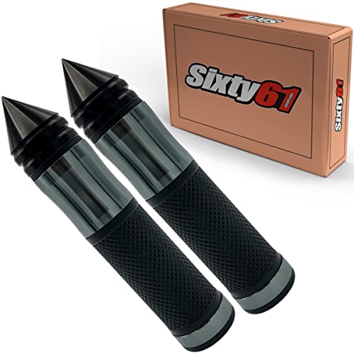 Dark Gray Silver Hand Gel Comfort Grips Compatible with Suzuki GSXR 600, 750, 1000, Hayabusa (1st and 2nd Gen) with Spiked Bar Ends
