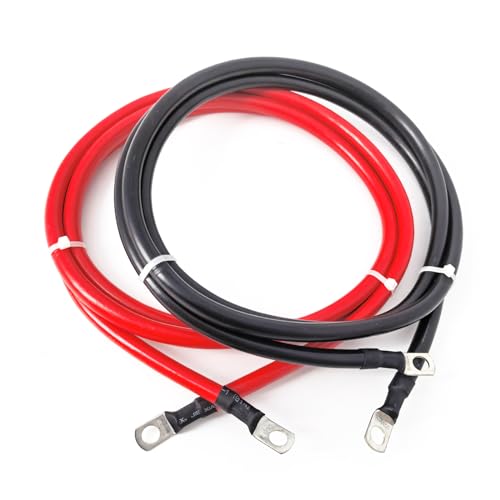 2 AWG Gauge Battery Cable Red Black Pure Copper Battery Cables Power Inverter Wire Set for Solar RV Car Boat Automotive Marine Motorcycle with 5/16 in Lugs (4FT) - size: 4 ft