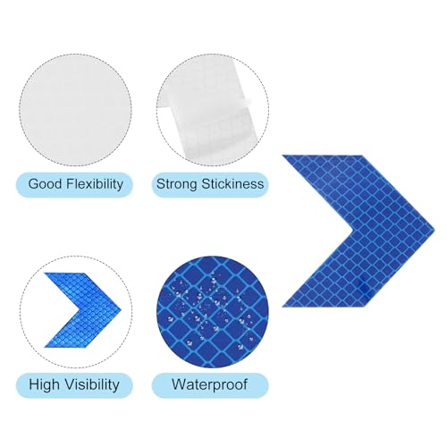 PATIKIL Reflective Stickers, 20 Pack 2.36 x 2.36 Inch Waterproof Adhesive High Visibility Night Caution Warning Arrow Shape Safety Tape Reflector for Trucks Trailers Cars, Blue - color: Blue