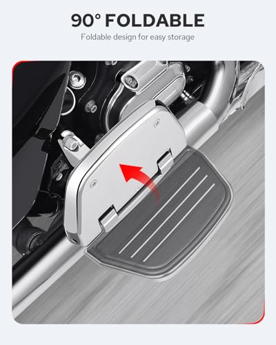 Benlari Passenger Floorboards Motorcycle Footboards Stainless Steel with Mount Kits Compatible with Harley Davidson Touring Road King Street Glide Road Glide Electra Glide 1993-2025 Streamline(Chrome) - color: CHROME