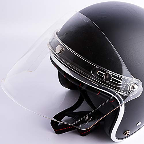 Universal 3-Snap Flip Up Visor Shield Lens for Retro Open Face Motorcycle Helmet (Clear) - color: Clear