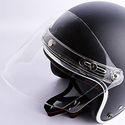 Universal 3-Snap Flip Up Visor Shield Lens for Retro Open Face Motorcycle Helmet (Clear) - color: Clear
