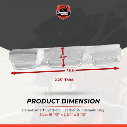 Daniel Smart Motorcycle Windshield Bag for Harley Touring 1996-2013, 3-Pocket Waterproof Batwing Fairing Windscreen Bag Compatible with Electra Glide, Street Glide FLHX FLH, Trike Models