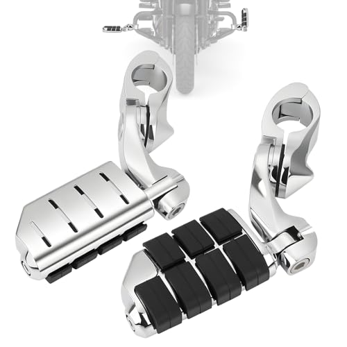 1.25" Motorcycle Highway Footpegs Adjustable Highway Pegs Compatible with Harley Davidson Touring Road King Road Glide Street Glide Electra Glide Sportster with 1 1/4" Highway Bar Chrome