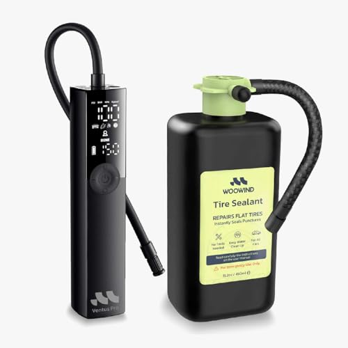 Woowind Premium Tire Inflator Portable Air Compressor, 2X Faster, 150PSI Air Pump for Car Tires, Tire Pump, with 12V DC Cord for Trucks & Off-Road Tires, Auto Shut-Off (Ventus pro + Tire sealant) - color: Ventus pro + Tire sealant