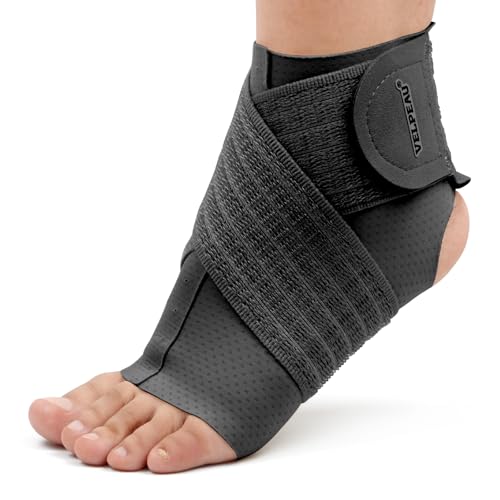 Velpeau Foot & Ankle Support Brace Compression Sleeve with Adjustable Strap, Elastic Wrap for Plantar Fasciitis, Achilles Tendonitis, Sprained, Sports Bandage Sock for Men & Women (Single, Black, M) - color: Black - Medium
