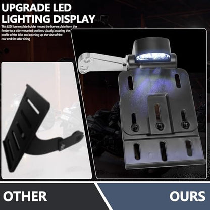 Rear Side License Plate Bracket Holder with LED Light for Harley Sportster XL883, XL1200, Dyna Low Rider FXDLS, Street Bob FXDB 2004-2020 Chrome - color: Style A-Chrome