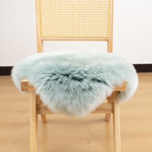 LLB Sheepskin Chair Cushion Non-Slip Back Square Genuine Fur Chair Cover Silky Natural Wool Seat Cushion Pad Soft Area Rugs Carpet for Home Office Restaurant Chair 18x18 Inch (Pack of 1), Milky Mint - color: Milky Mint, size: 18x18 Inch (Pack of 1)