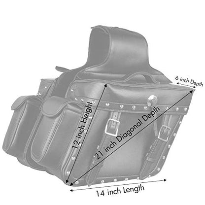 Milwaukee Leather Studded Throw-Over Motorcycle Saddlebags – Synthetic Leather – Universal Fit – Zip-Off - Large - color: MP8310-BLACK, size: Large