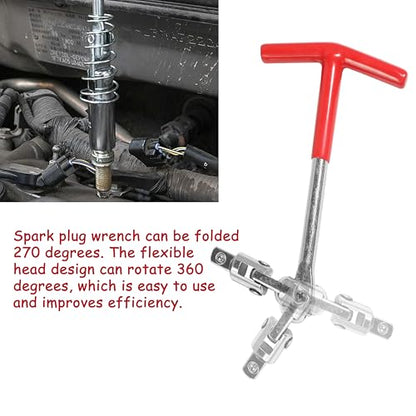 Spark Plug Socket Wrench T-Handle, Universal Spark Plug Remover and Installer Tool for Motorcycles, Small Motor Vehicles, Lawn Mowers, 6mm (5/8") & 21mm (13/16") Sizes