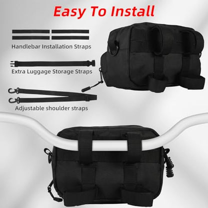 Universal Motorcycle Handlebar Bag, Bike Handlebar Bag, Fit for Motorbike Dirt Bike Bicycle Snowmobile Quad ATV
