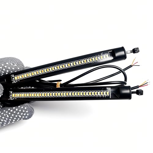 4.8 Inch Motorcycle Dual Color LED Light Strip, 36LED DRL Daytime Running Light & Amber Turn Signal Light, 3M Adhesive Waterproof Shockproof Universal Motorcycle Front Auxiliary Lamp
