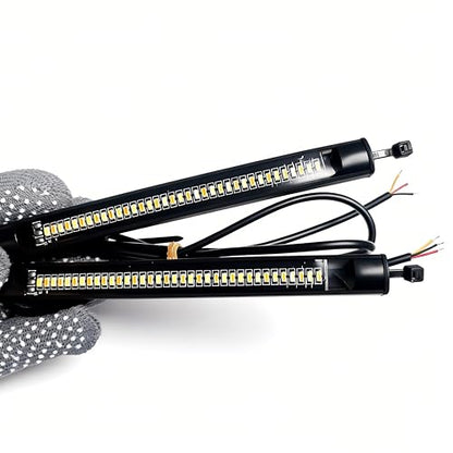 4.8 Inch Motorcycle Dual Color LED Light Strip, 36LED DRL Daytime Running Light & Amber Turn Signal Light, 3M Adhesive Waterproof Shockproof Universal Motorcycle Front Auxiliary Lamp