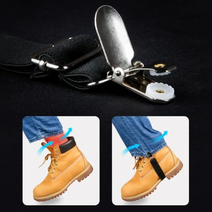 Bike Pant Leg Clamps, Adjustable Cycling Trouser Straps with Reflective Safety, Elastic Ankle Bands for Bicycle Motorcycle Riding, Anti