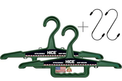 HICE - Garrison Heavy Duty Hanger | Original Heavy Duty Clothes & Equipment Hanger | 150 lb Load Capacity | Durable High Impact Resin | for Police, Military, Workwear & Clothing (Dark Green, Set of 2) - color: Dark Green
