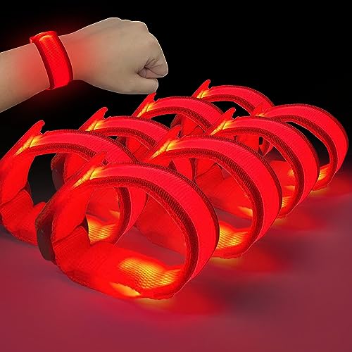 M.best 8pcs LED Light Up Bracelets Glow Flashing Wristbands Glow in The Dark Party Supplies for Wedding, Raves, Concert, Camping,Sporting Events, Party Red - color: 8pcs Red