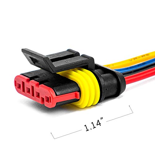 4 Pin Way 16 AWG Car Waterproof Electrical Connector Plug with Wire AWG Marine Pack of 5 - size: 4 Pin
