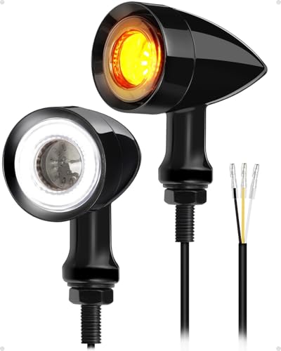 Benlari Motorcycle Bullet 48 LEDs Front Turn Signal Light SMD Blinker Indicator Fit for Honda Yamaha Suzuki Kawasaki Harley Sportster(Black/White and Amber Light) - color: Black/White and Amber