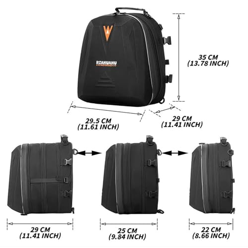 CamGo Motorcycle Tail Bag Waterproof Motorcycling Rear Rack Saddle Bag Expandable Motorcycle Travel Luggage Helmet Cover