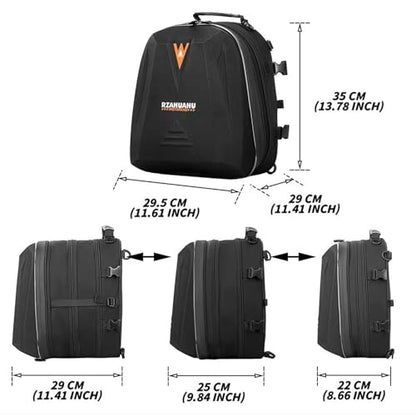 CamGo Motorcycle Tail Bag Waterproof Motorcycling Rear Rack Saddle Bag Expandable Motorcycle Travel Luggage Helmet Cover