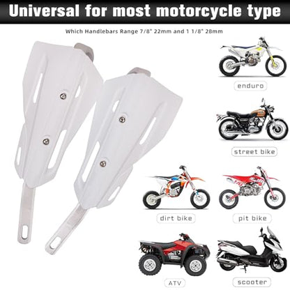 JFG RACING Dirt Bike Hand Guards,Universal 7/8" 22mm and 1 1/8" 28mm Handlebar Motorcycle Handguards for CRF XR YZF XC KX 125 150 250 300 Dirtbike Motocross Supermoto ATV Scooter Electric Bike-White - color: white