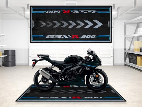 MPM Motorcycle Mat for GSX-R600 Washable Non-Slip Oil & Water Resistant Parking Pitmat for Garage, Showroom | Metallic Matte Black No 2 - Glass Sparkle Black - Size 2: 102 x 47/260 x 120 cm - color: Metallic Matte Black No 2 - Glass Sparkle Black, size: S