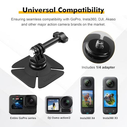 2 Pack Adhesive Helmet Camera Mount Fits for GoPro Hero 13/Max, Insta360 X5/X4/X3/X2 and DJI Osmo Action Sports Cameras, Flexible Sticky Accessories Bracket Base for Motorcycle, Snowboard