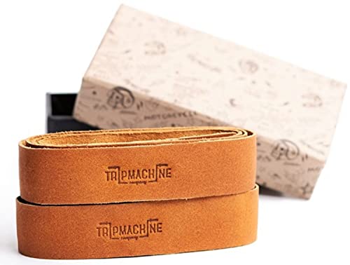 Trip Machine Company Motorcycle Handlebar Leather Grip Wrap Covers – Universal Throttle Grip Covers with Double Sided Tape – Anti-Slip Bike Handle Accessories - color: Vintage Tan