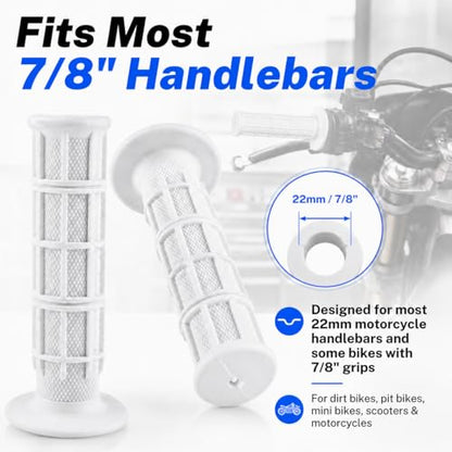 1Pair White Grips, 22mm 7/8" Dirt Bike Grips Scooter Grips Handlebar Hand Grips for Motorcycle, Mini Bike, Dirt Bike, Pit Bike Handlebar Pro Taper Grips Dirtbike - color: White