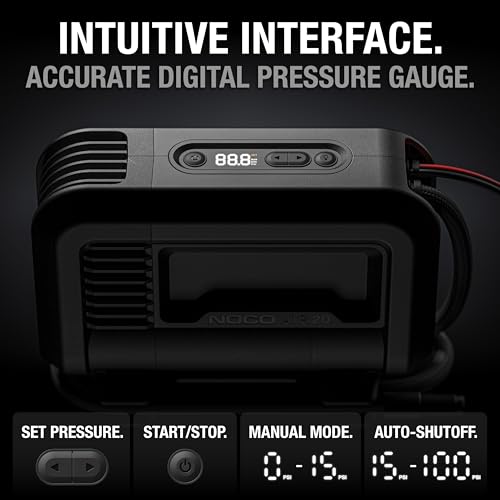 NOCO AIR20: UltraFast 20A Tire Inflator - 12V Portable Air Compressor Pump – 47 SLPM Airflow Inflates 0–40 PSI in 2.5 Minutes – Digital Gauge + Auto-Shutoff