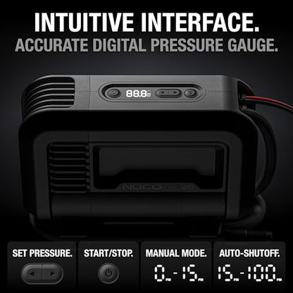 NOCO AIR20: UltraFast 20A Tire Inflator - 12V Portable Air Compressor Pump – 47 SLPM Airflow Inflates 0–40 PSI in 2.5 Minutes – Digital Gauge + Auto-Shutoff