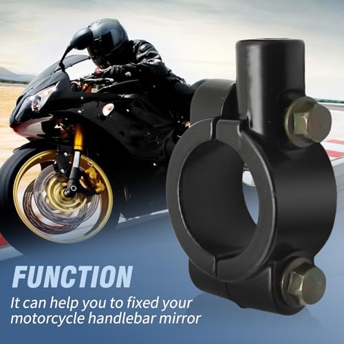 1" 25mm Mirror Thread Motorcycle Handle Bar 10mm Mirror Thread Mount Holder Clamp Adaptor Black - size: 1" Handlebar 10mm Thread