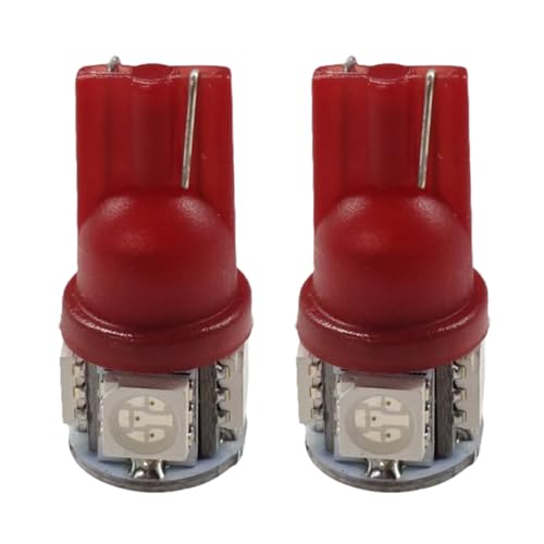 Craedli 2PCS 194 LED Light Bulbs, 12V T10 2825 168 Car License Plate Lights with 5SMD 5050 Chips, 6000K Red Bright Wedge Base Lamp Replacement for Car Interior Dome Map(Red) - color: Red