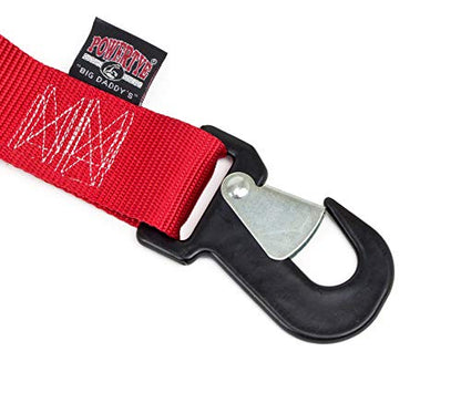 PowerTye 2in x 7ft Premium Trailer Kit with Big Daddy Ratchet Tie-Downs, Secure Hooks, Soft-Tye, & Storage Bag - Made in USA - 1,500 lb. WLL / 4,500 lb. Breaking Strength - Red (Pair) - color: Red Strap/Black Soft-Tye