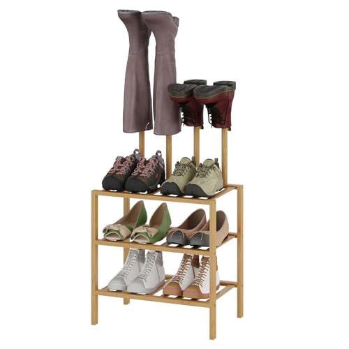 Boot Rack for Tall Boots Organizer,3-Tier Multiuse Shoe Rack and Boot Storage Rack,for Tall Boots,Sneakers,High-Heel (Natrual, 3-tier-short) - color: Natrual, size: 3-tier-short