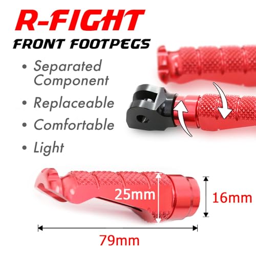 MCMOTOPARTS R-FIGHT Front Rider Footpeg Footpegs Foot Pegs Footrests Red Compatible with ER-6F 2006-2008 06 07 08 - color: Red, size: Standard (No Extension)